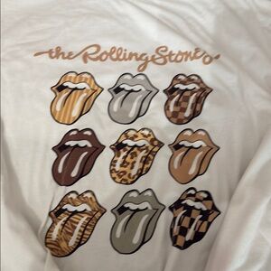 SHEIN White Graphic Tee with Multicolor Lips